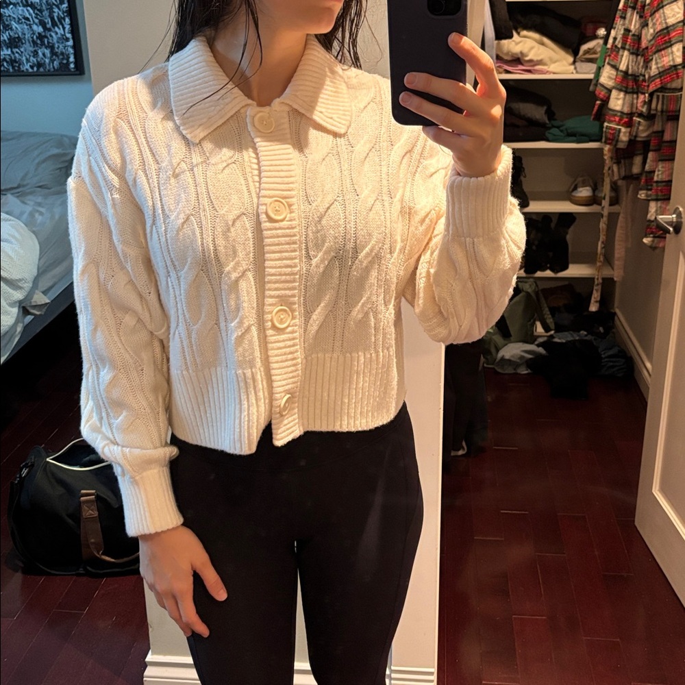 Women's Cream Cable Knit Sweater
